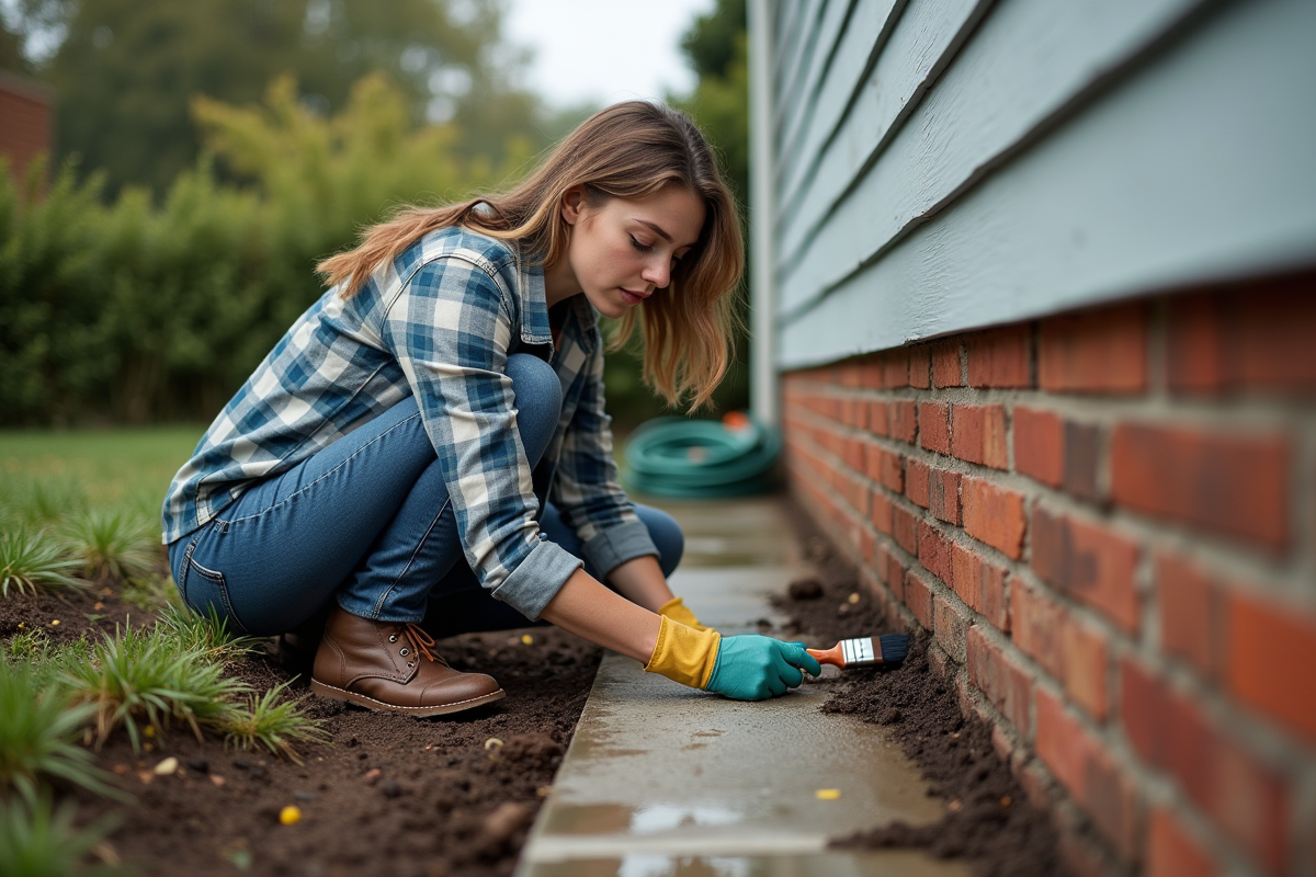 Jeune femme appliquant un produit d