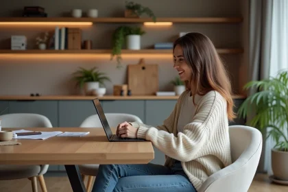Jeune femme utilisant une tablette pour design interieur