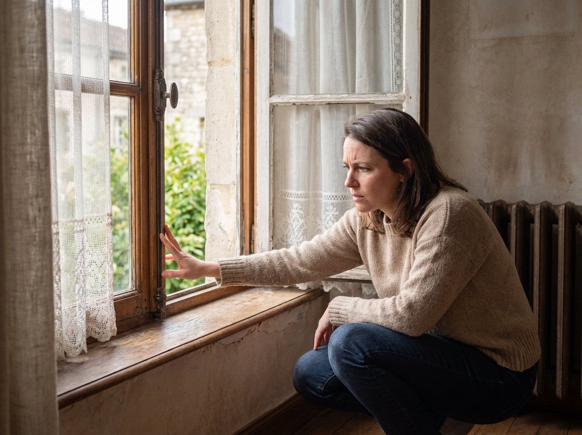 Femme inspecte les fenêtres dans un salon à Chalons en Champagne