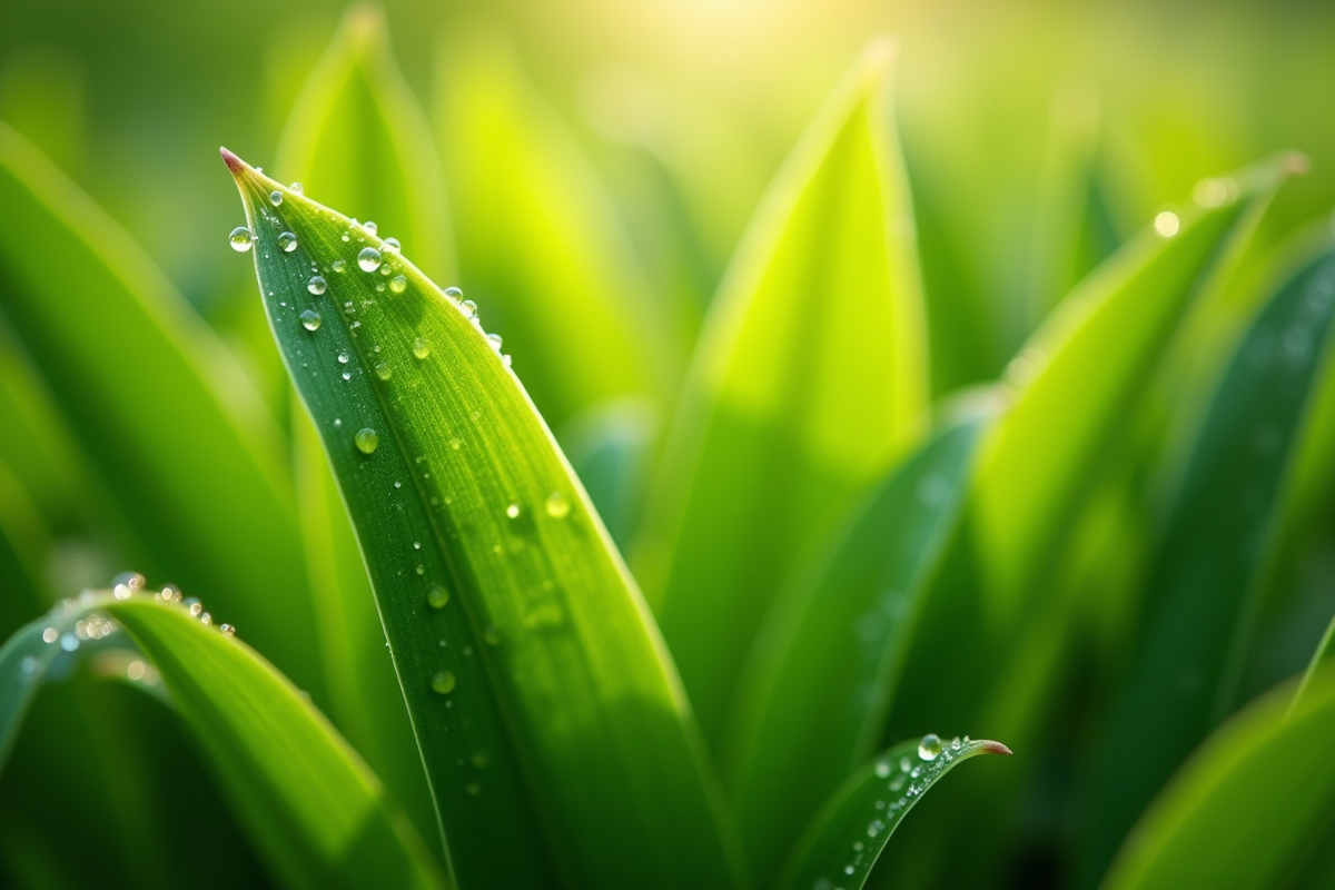 Feuilles de plante avec gouttes d