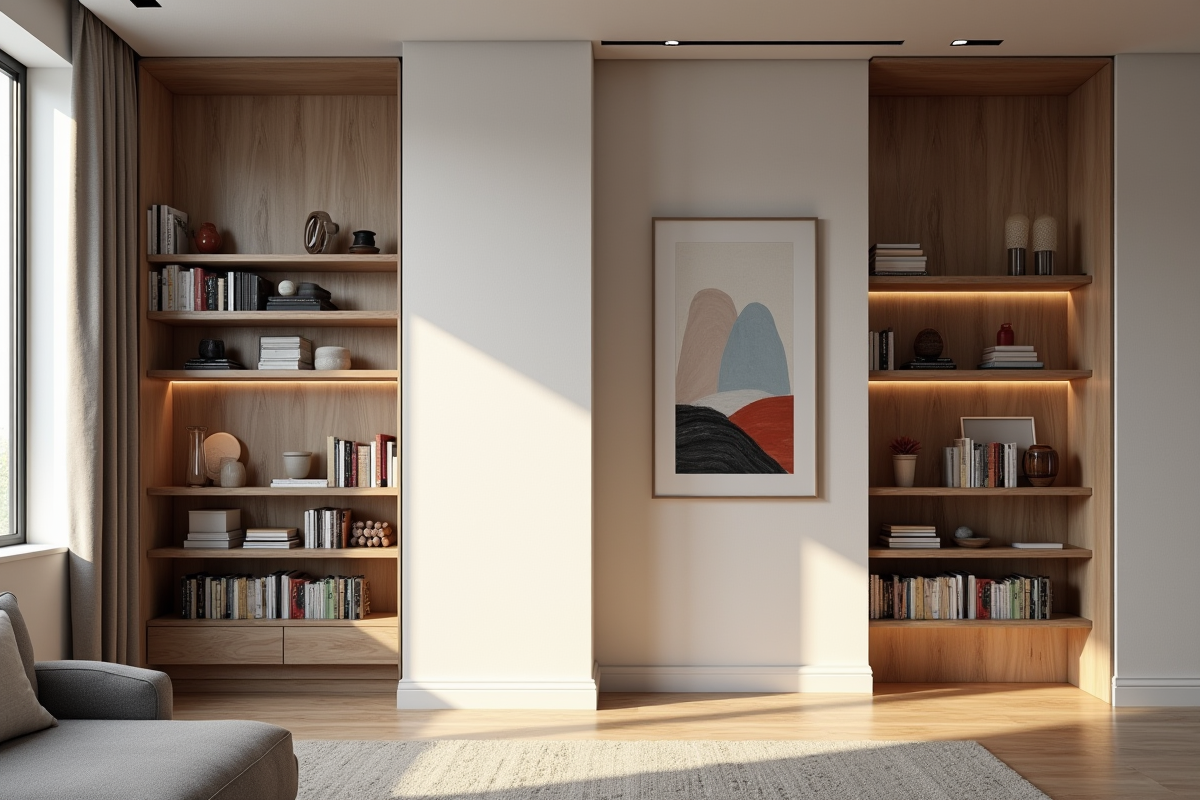 Mur isolé entre deux appartements avec décor moderne et livres