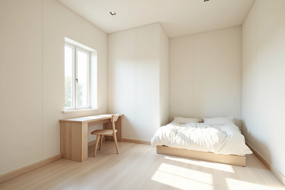Petite chambre rénovée avec des murs en placo isolé pour optimiser l'espace et l'isolation thermique