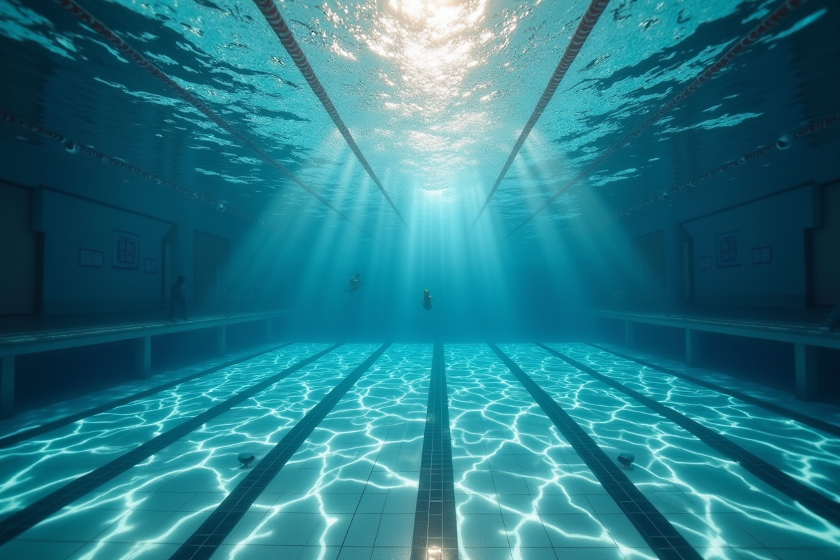 Piscine intérieure vue sous l