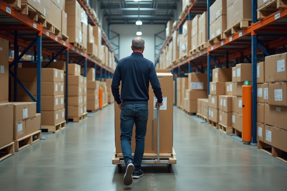 Client retirant un meuble commandé en ligne dans la zone de retrait marchandises d'Alinea